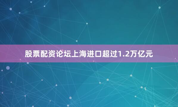 股票配资论坛上海进口超过1.2万亿元